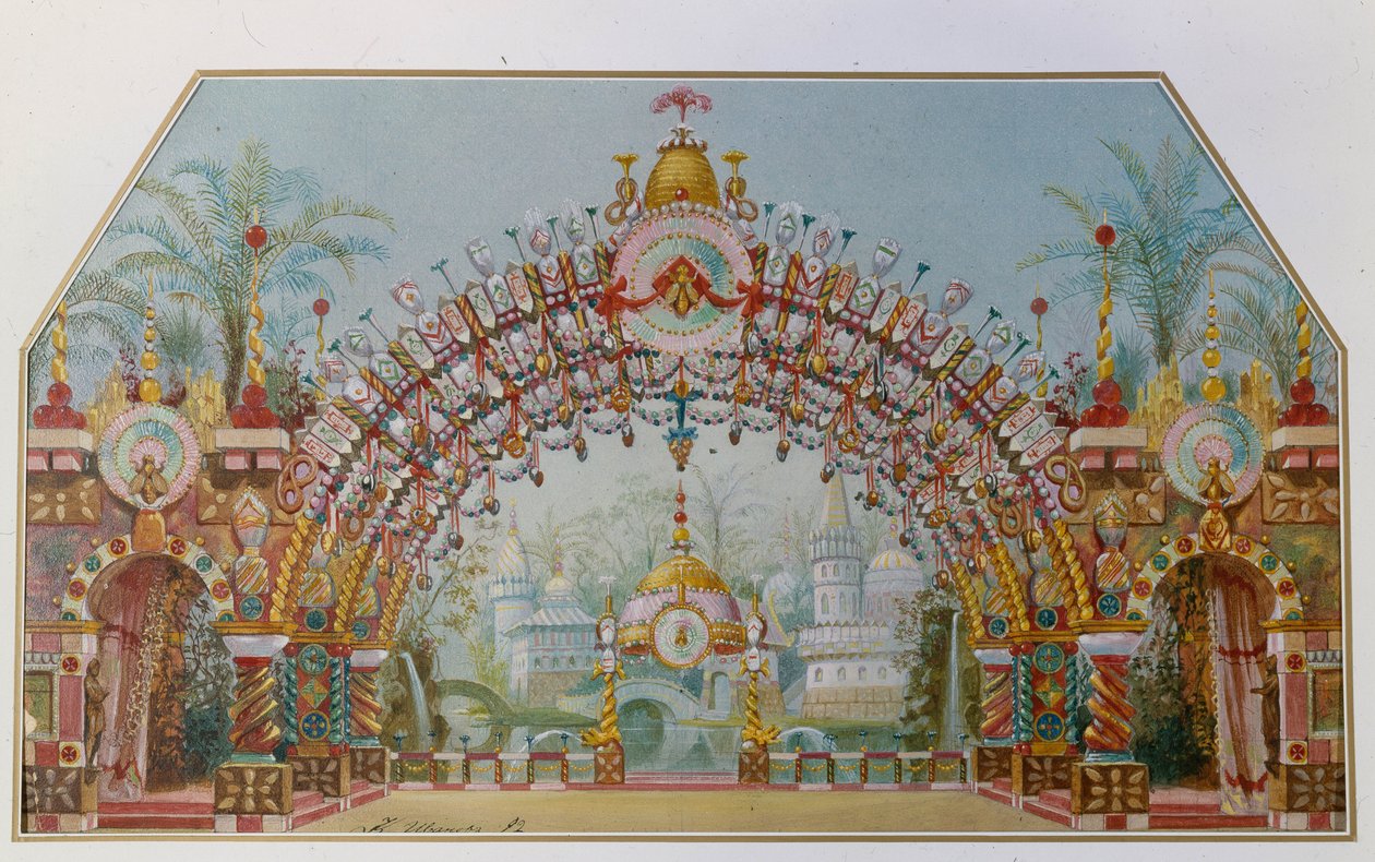 P.チャイコフスキーによるバレエ「くるみ割り人形」の舞台デザイン、1892年 作： Konstantin Matveevich Ivanov