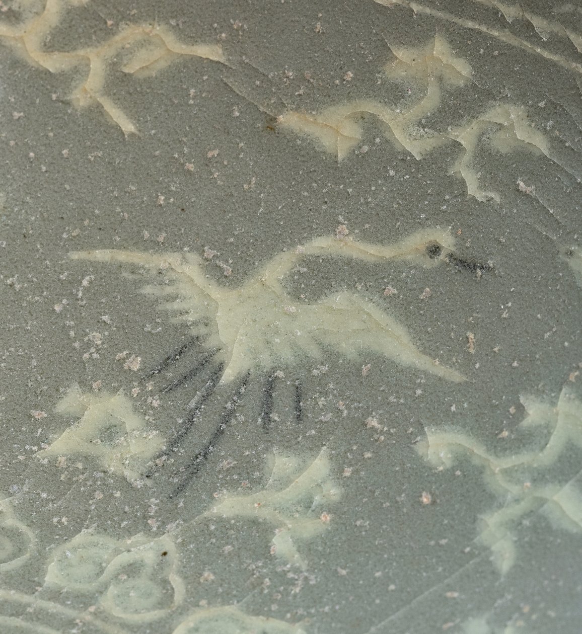 鶴と雲の入ったボウル、c.1150-1200（青磁釉石器） 作： 朝鮮学校