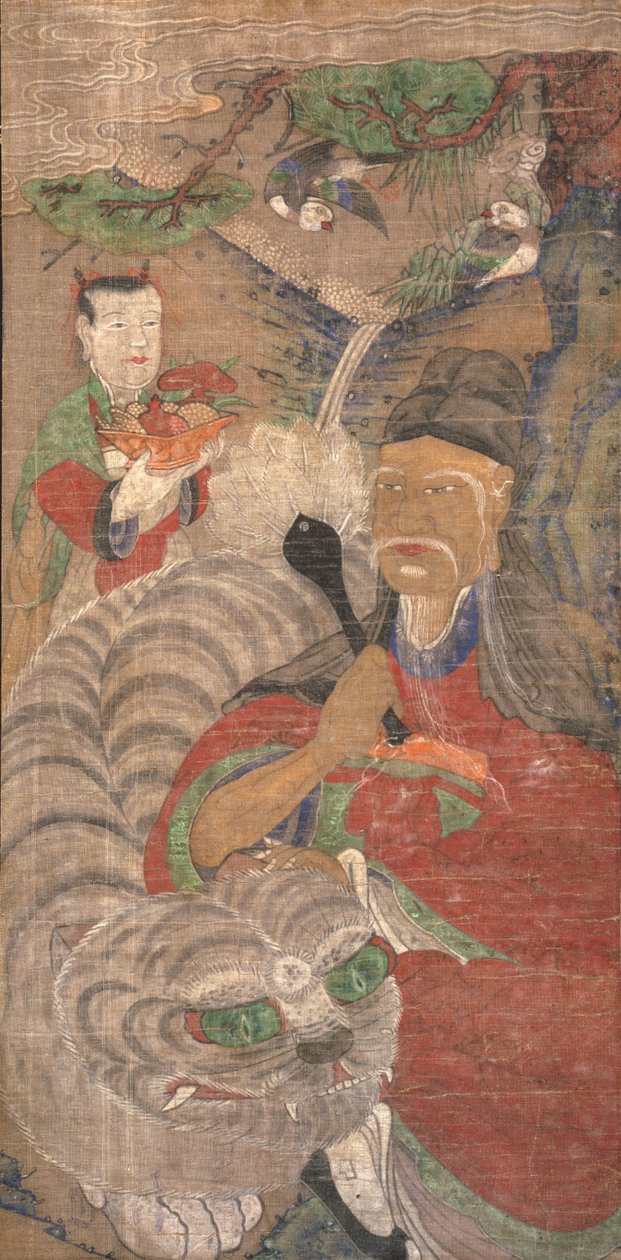 Sansin（中国の黒のインクと粗い布地の顔料） 作： 朝鮮学校