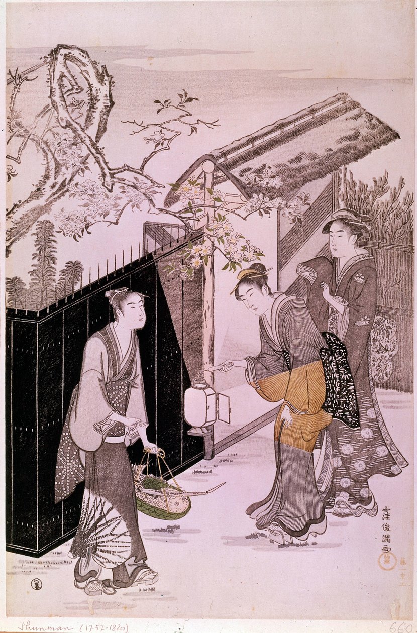 久保春満（1757-1820）の版画「春の歌会始」より。パリ、ギメ美術館、国立アジア美術館 作： 久保シュマン