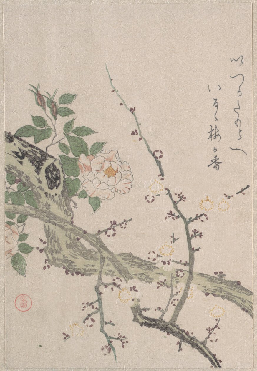 バラと梅の花 作： 久保俊満