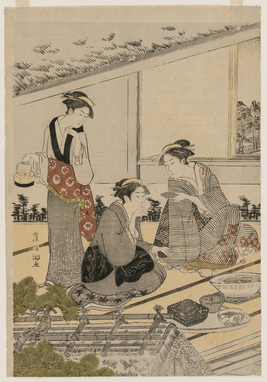 ティーハウスの女性、1780年代後半。 作： 久保俊満