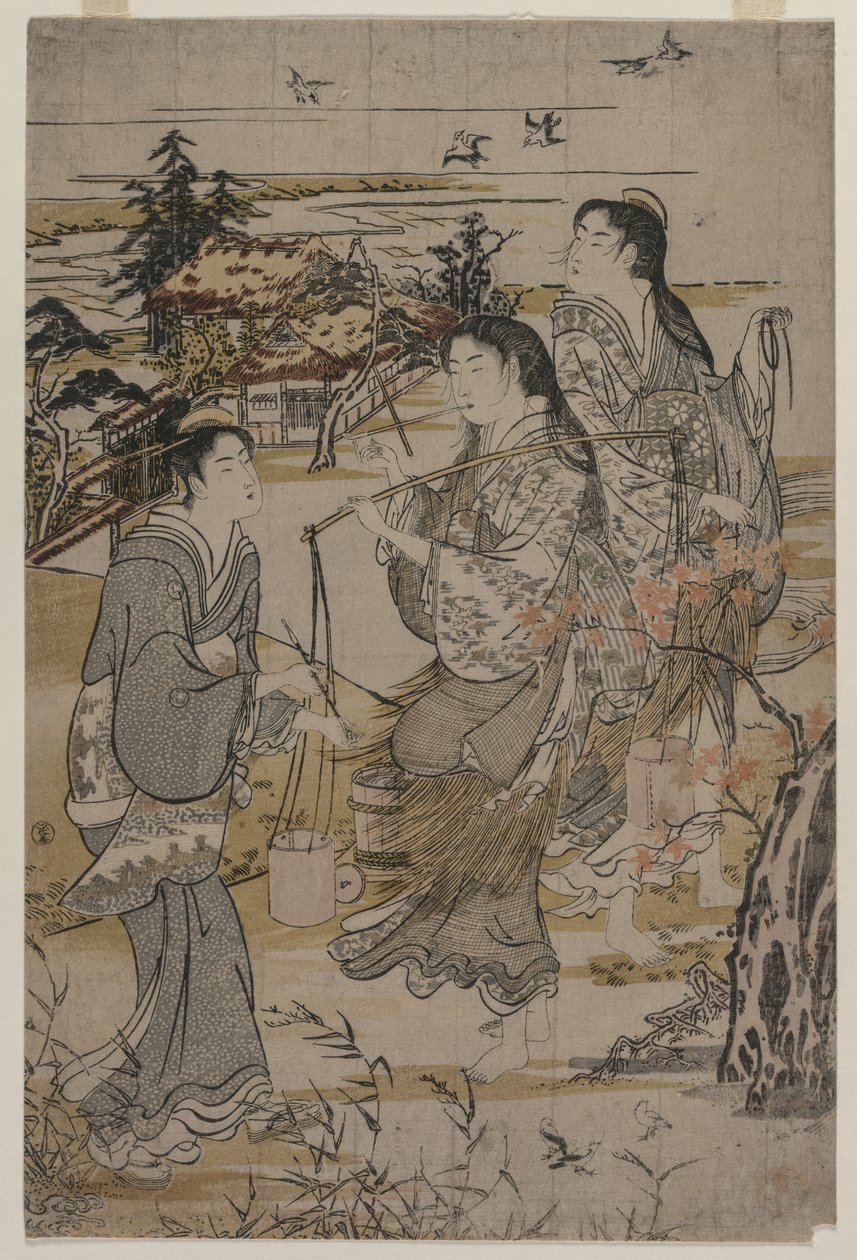 塩バケツを持つ女性。 六多摩川無題 陸奥国野田多摩川 作： 久保俊満