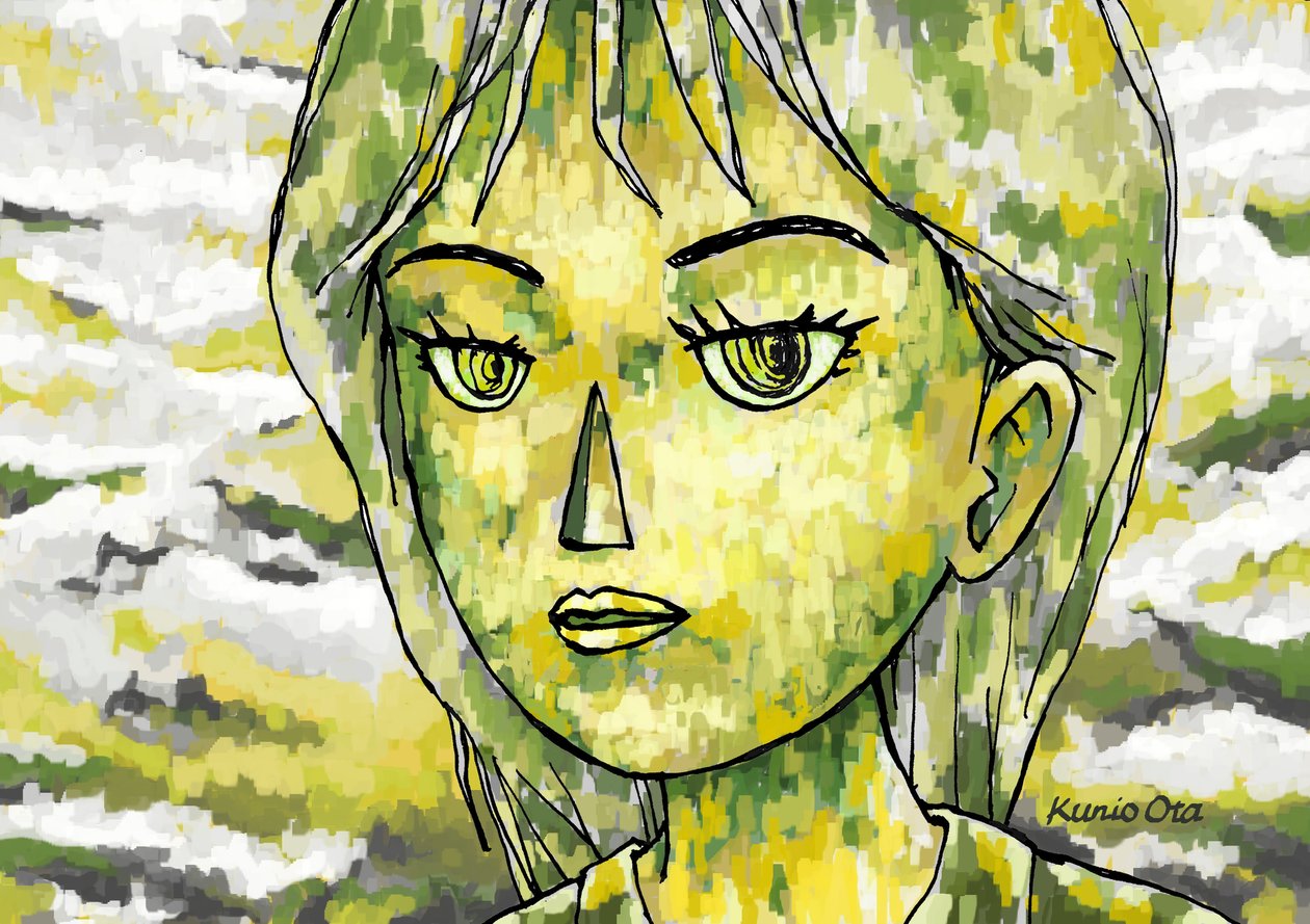 太陽の中の女性 タイプ2 , 2023 （デジタルペインティング） 作： 太田邦夫