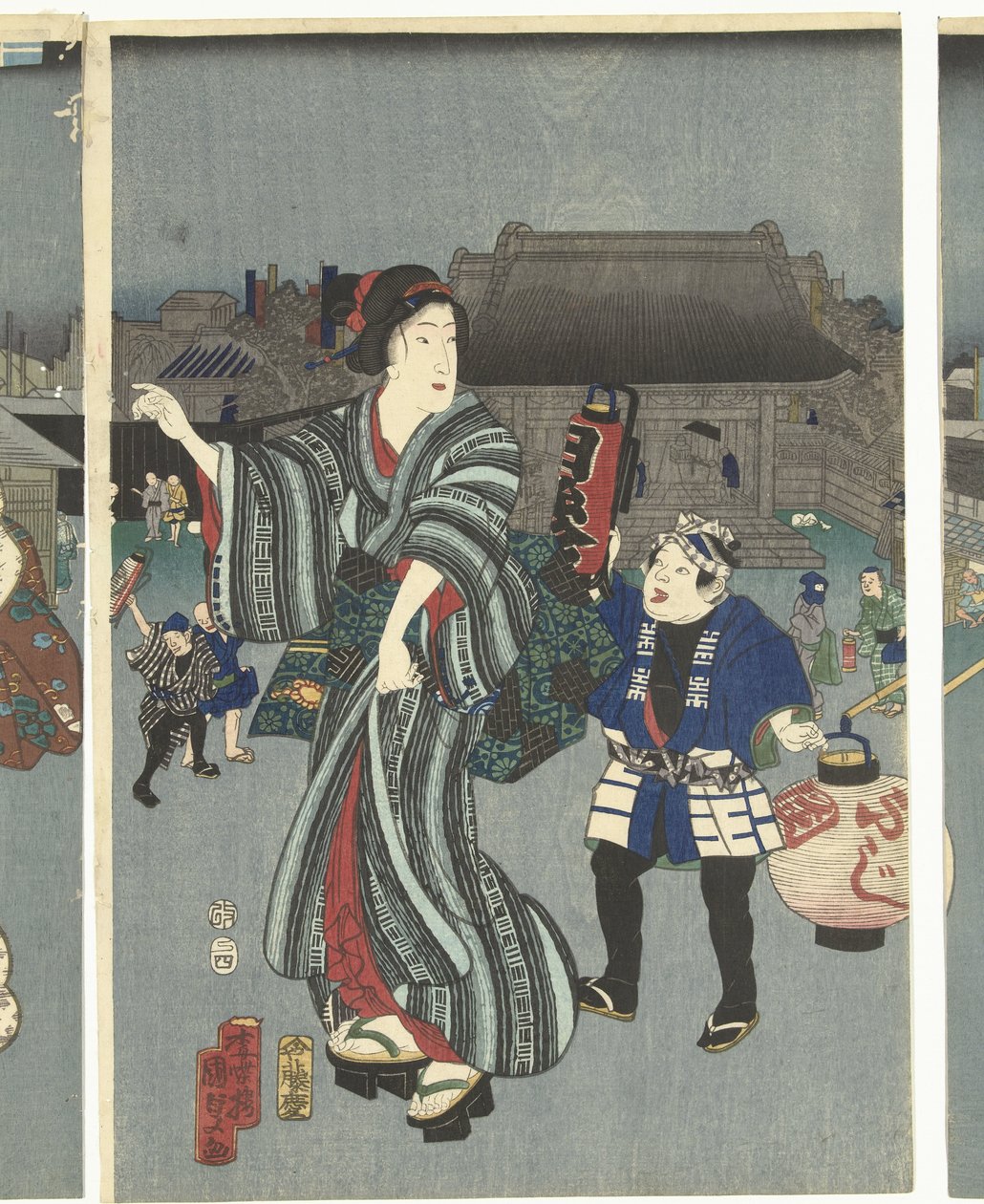 お寺まつり 作： 歌川国貞（二代）