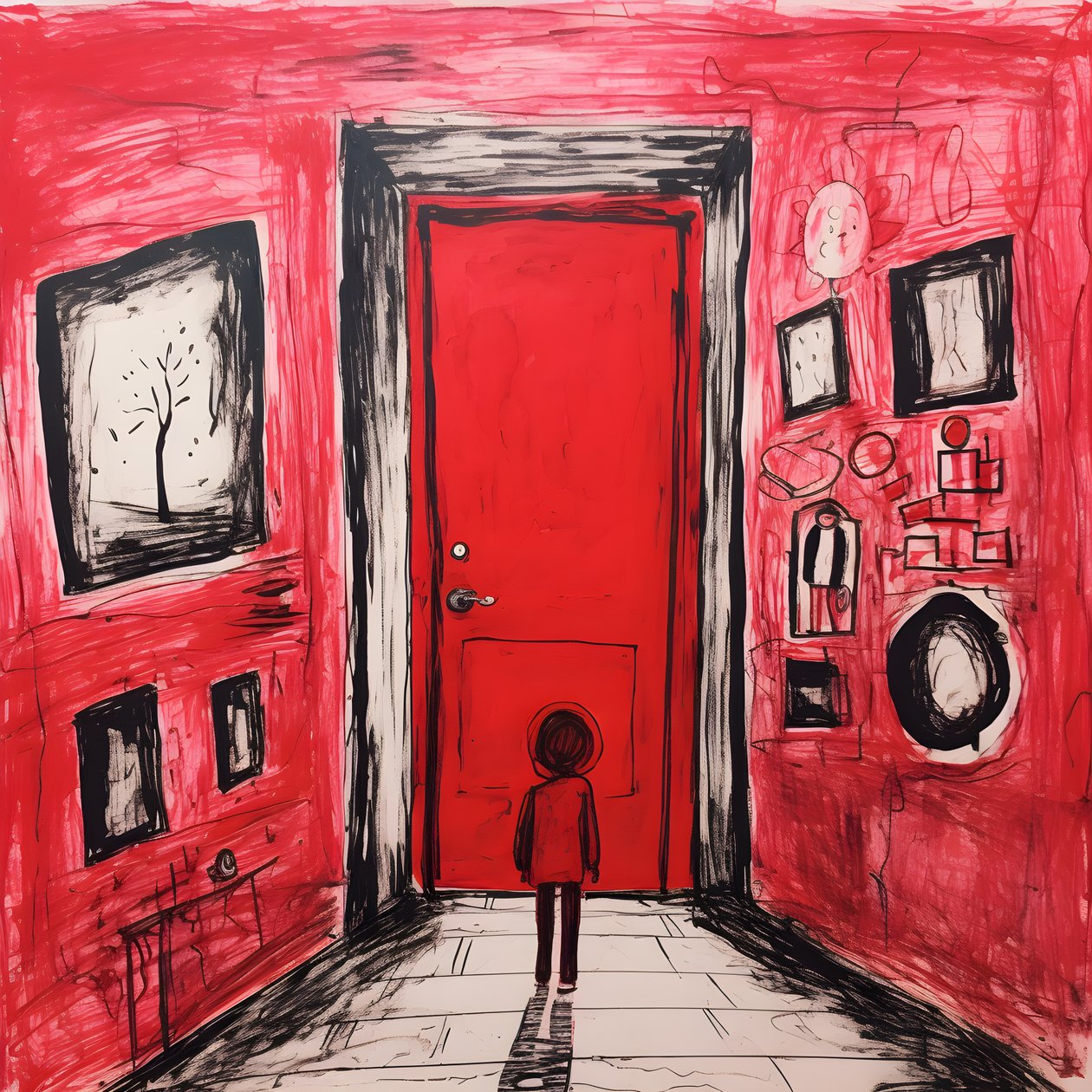 8歳の少女が寝室に赤いドアを描く 2 作： カート・ヘプケ