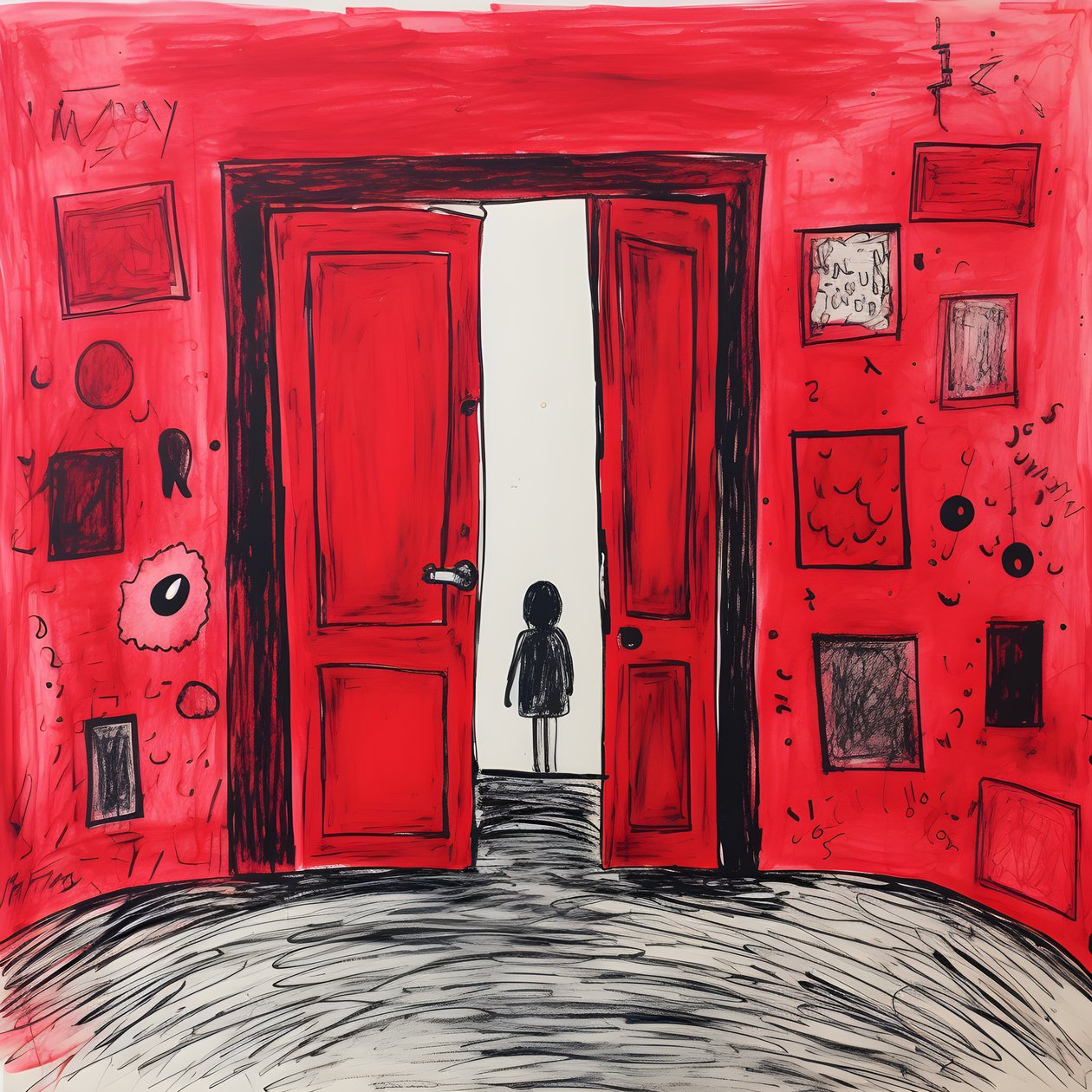 8歳の少女、寝室に赤いドアを描く 4 作： カート・ヘプケ