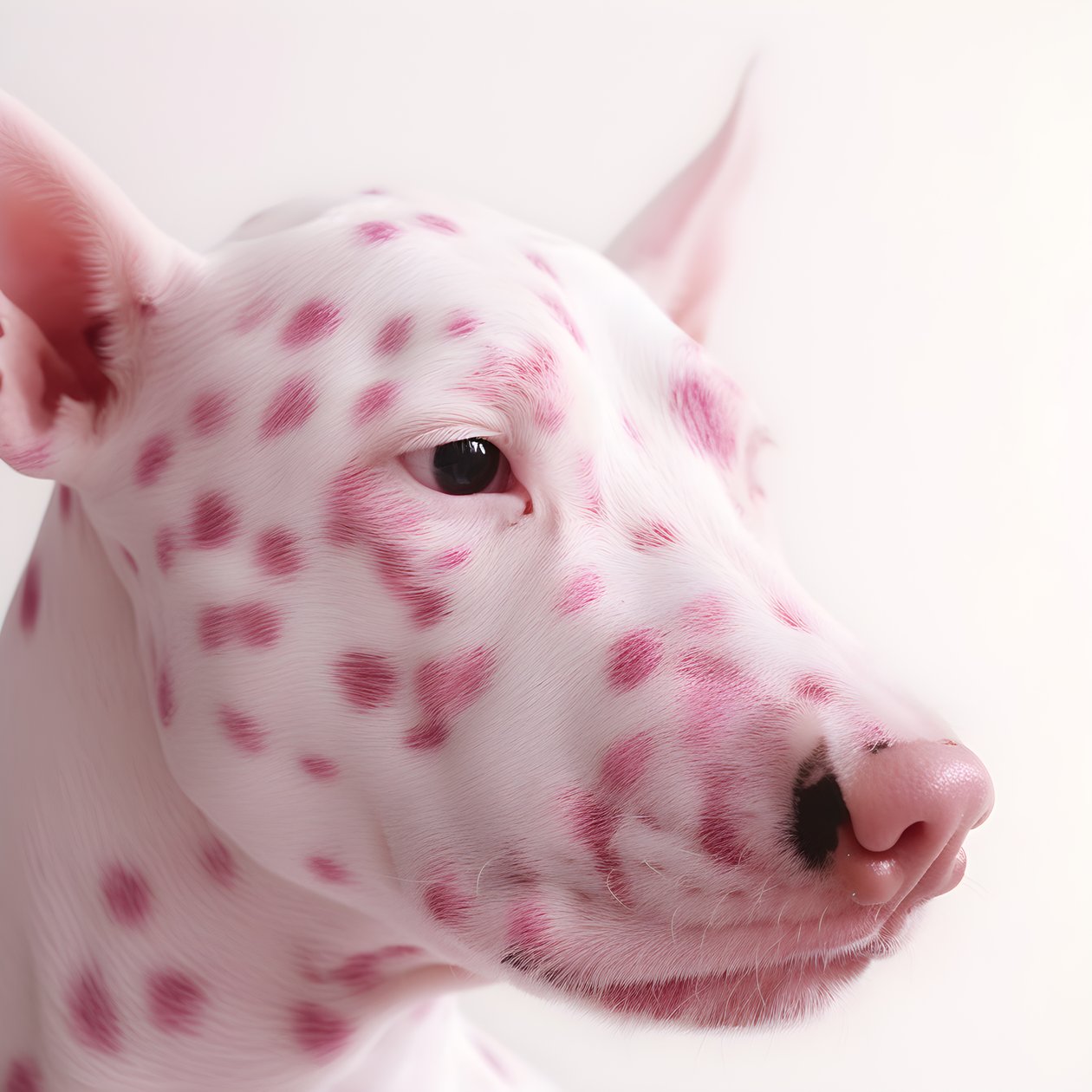 モアレ模様の白い動物ダルメシアンの斑点にピンクの豚の魅惑的なクローズアップ1 作： カート・ヘプケ