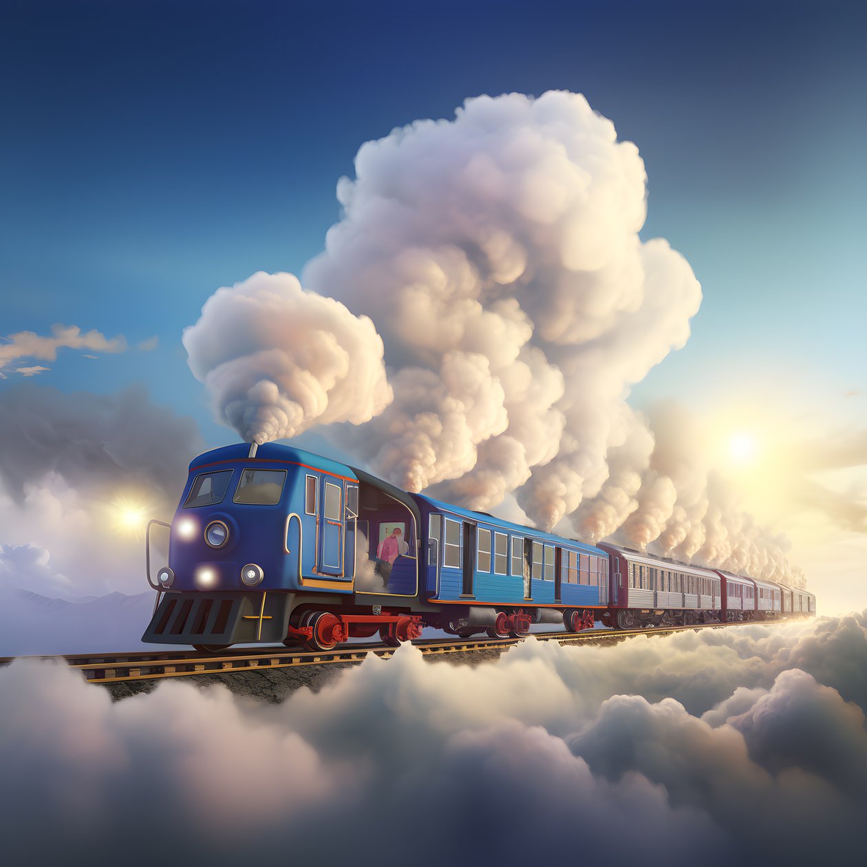 糸にぶら下がって雲の中を飛ぶ、疾走するソーシャルメディア列車 2 作： カート・ヘプケ