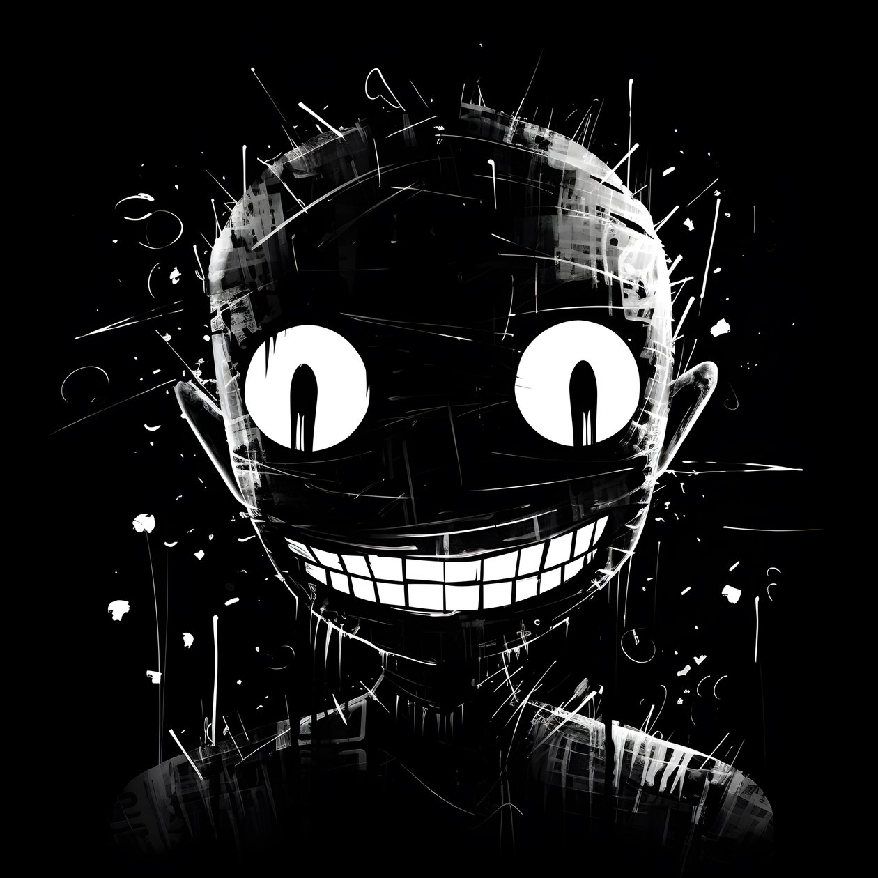 笑顔は黒い紙に描かれている。 作： カート・ヘプケ