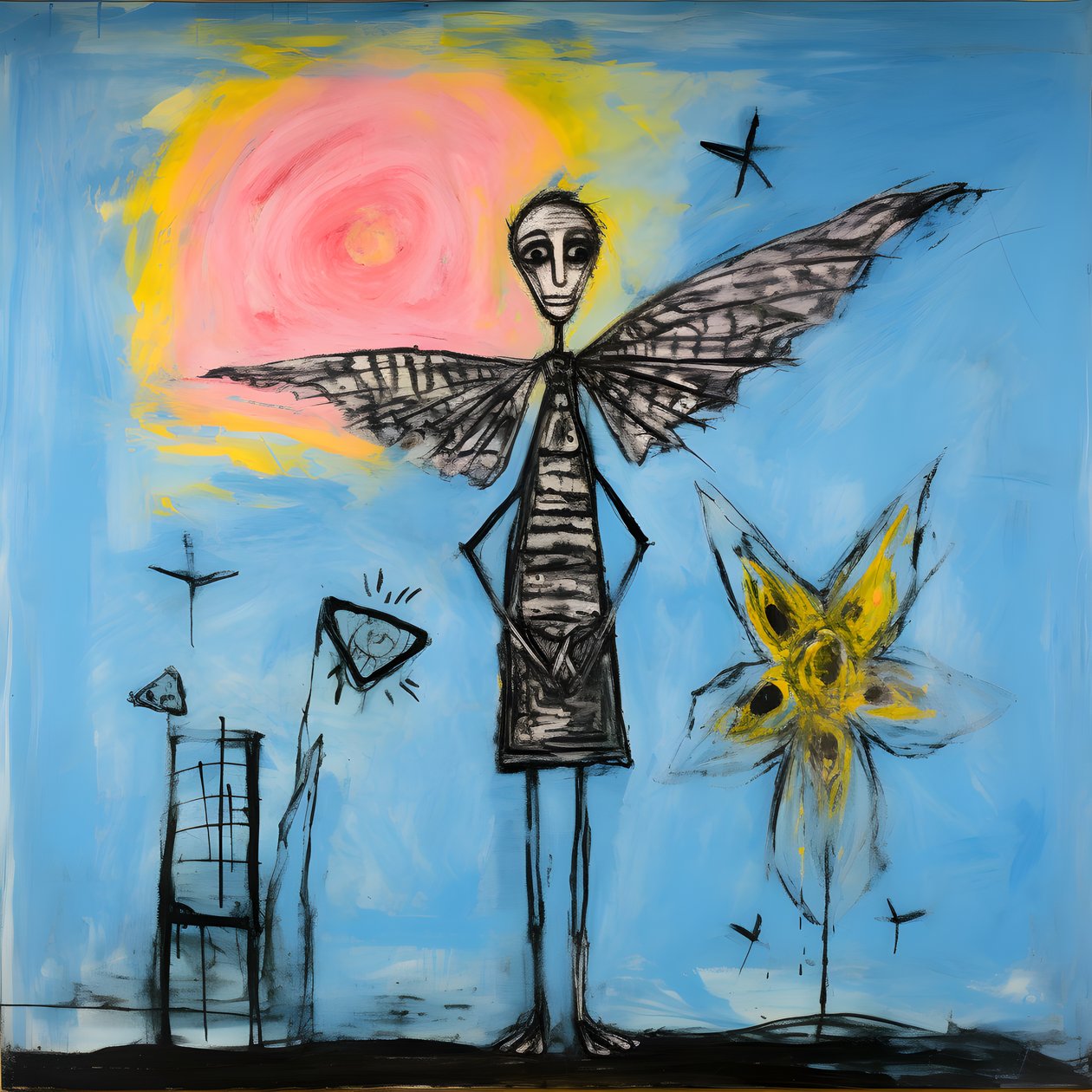 蝶を抱く天使のオリジナル水彩画 4 作： カート・ヘプケ