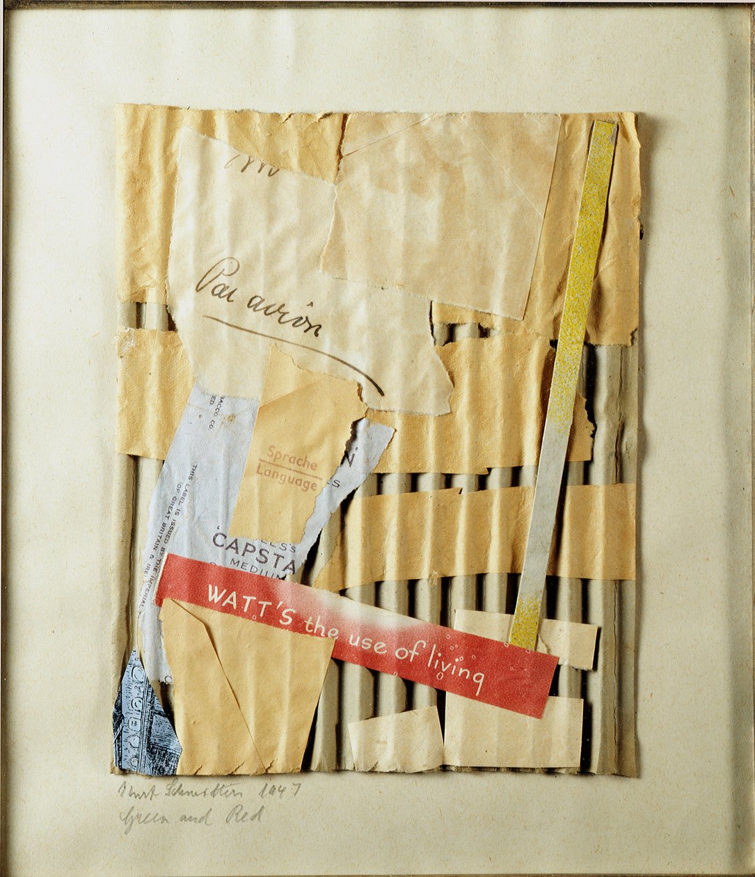 緑と赤（Green and Red） コラージュ作品 クルト・シュビッタース（1887-1948） 1947年 個人蔵 作： カートシュウィッターズ