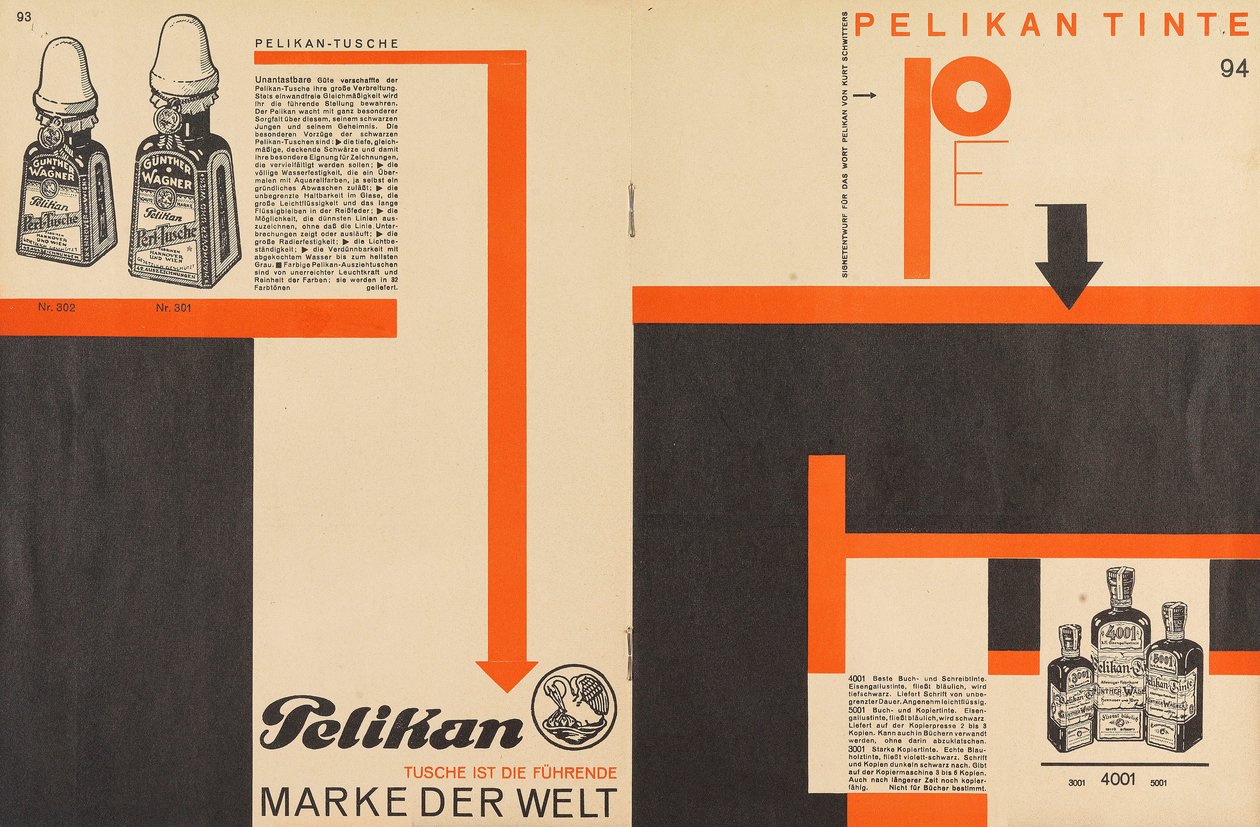 Merz 11 ペリカン インクの広告、1924 年。 作： カートシュウィッターズ