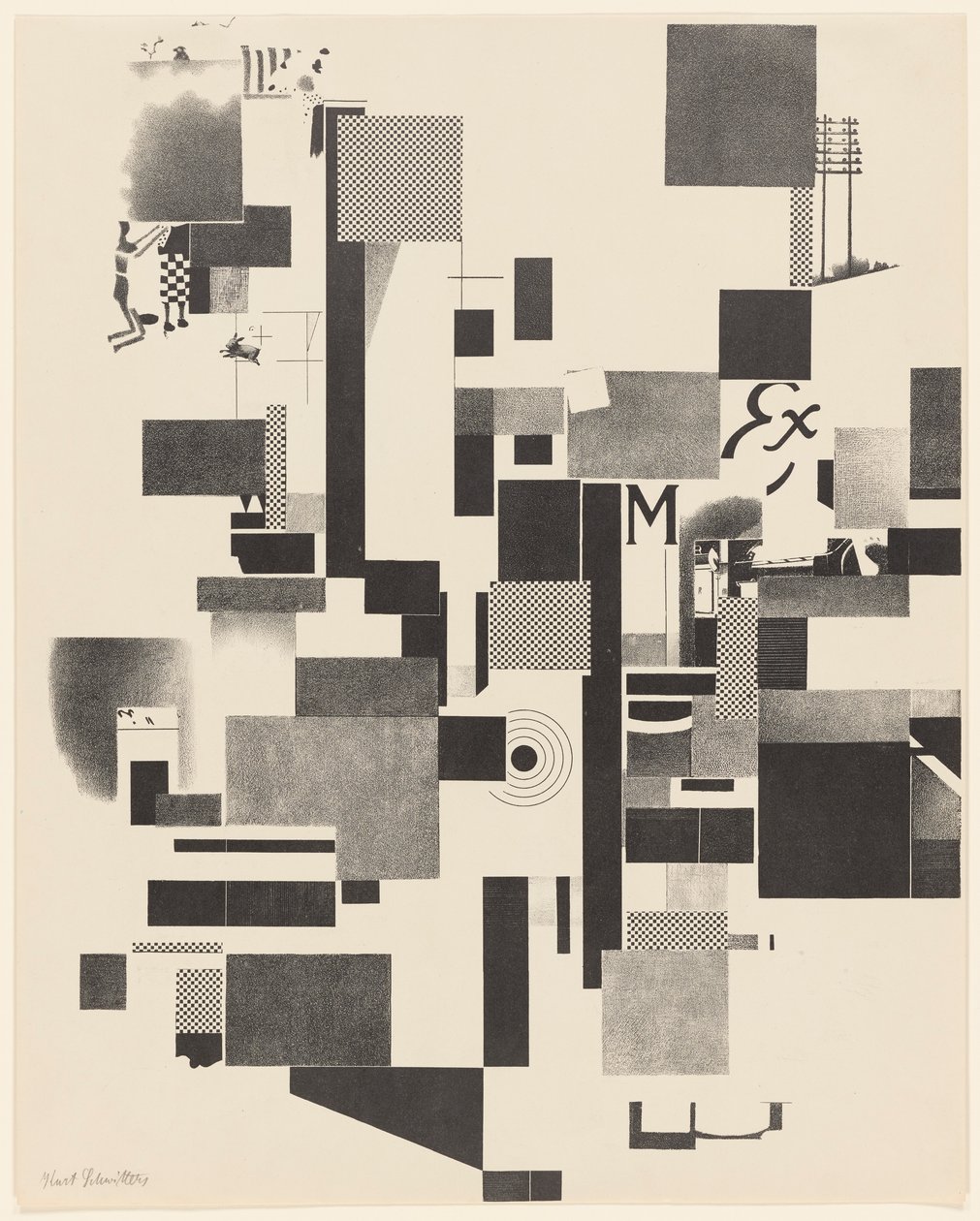 無題, no. 2 of 6 ポートフォリオから Merz 3. Kurt Schwitters 6 lithographs. メルツフォルダ。 Merz 出版社の最初のポートフォリオ (Merz 3. Kurt Schwitters 6 lithos. Merz Portfolio. Merz Publisher の最初のポートフォリオ) 作： カートシュウィッターズ