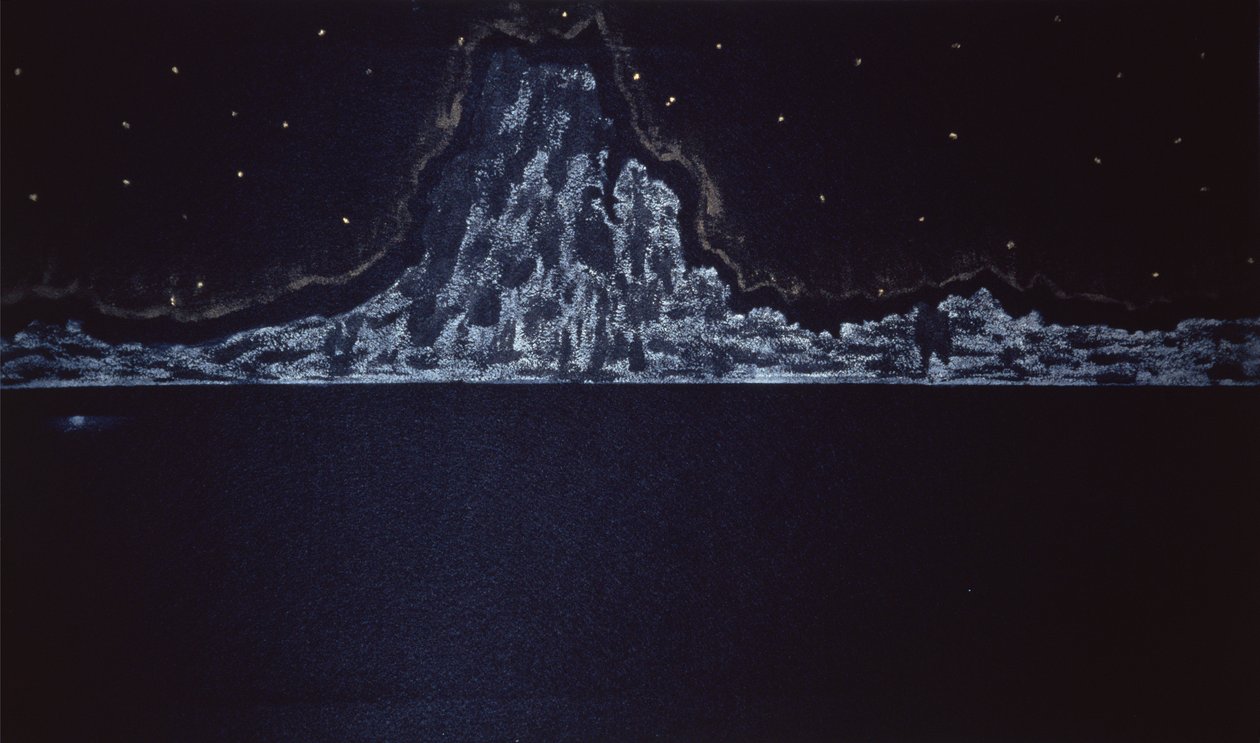 真夜中の噴火, 2004 (紙に水彩) 作： カーティス・L・ミラー
