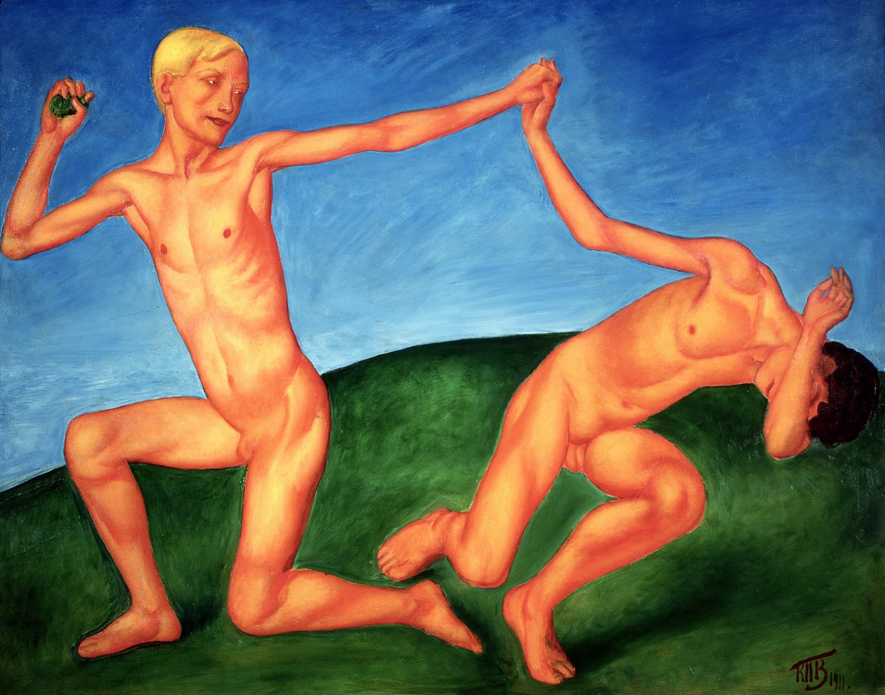The Playing Boys、1911 作： クズマ・セルゲビッチ・ペトロフ・ヴォドキン