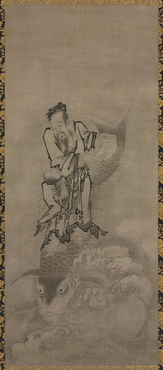 1600 年代後半から 1700 年代前半の布袋と道士の仙人。 作： キュウセキトモノブ