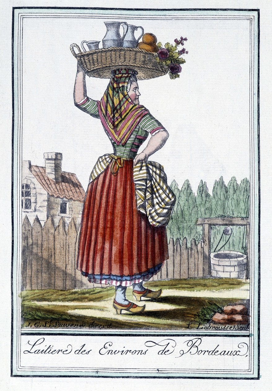 Laitiere des environs de Bordeaux - J. Grasset St Sauveur, Deron, Parisの「Encyclopédie des voyages」に掲載。 作： LFラブラス