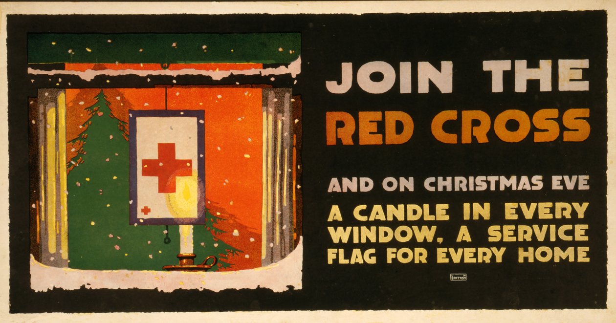 赤十字社のパブのためのクリスマス募金ポスター。 1917-18 作： LNブリットン