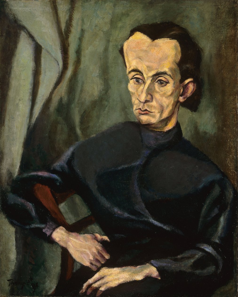 Tihanyi, Lajos (1885-1938)による「Lajos Kassak (1887-1967)の肖像」。油彩・キャンバス 作： ラジョス・ティハニ