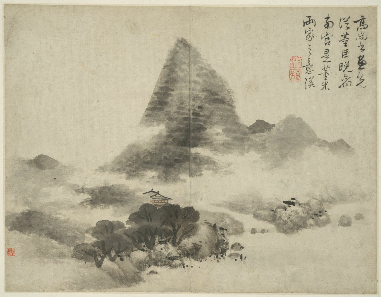 古代の巨匠のスタイルの風景：高尚書の後、ドン・ユアン（937-975アクティブ）とジュ・ランに続いて、後にミ・フー（1051_-1107）のスタイルで 作： 蘭英