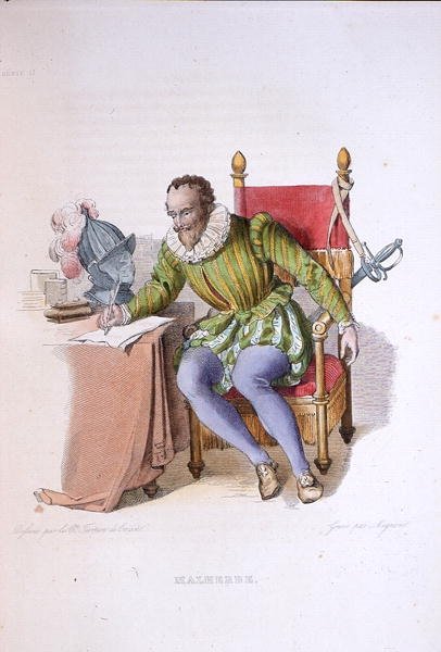フランソワ・ド・マルエルブ（1555-1628）の肖像、1835年にパリで出版されたE.Mennechetの「Le Plutarque Francais」の挿絵（カラーエングレーヴィング） 作： ランスロットセオドア（後）ターピンデクリス