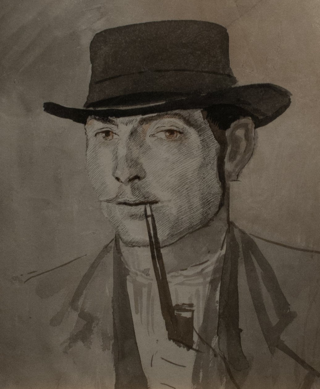 Man_smoking_a_pipenMagyar：ピパゾフェルフィン 作： ラズロ・メドニャンスキー