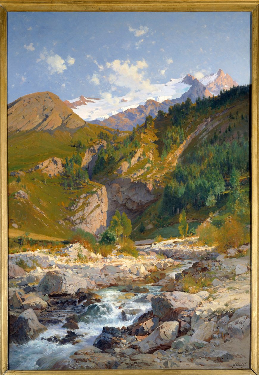 激流には、チャヴァルチェレ、タブチェット氷河、メイジェ山の風景があります。 Laurent Guetal（1841-1892）による絵画1888年グルノーブル美術館、美術館 作： ローラン・ゲタール