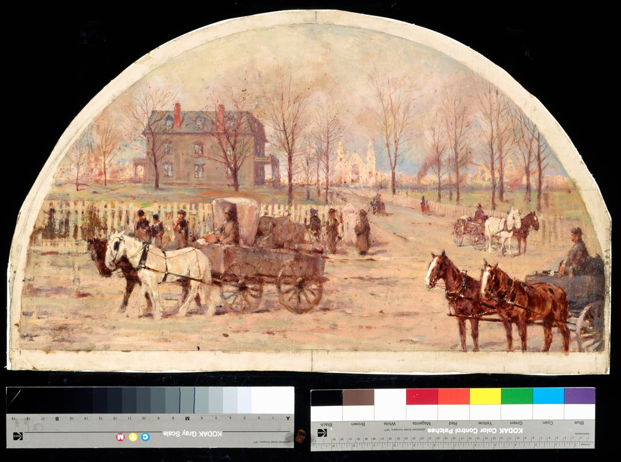 1871年の火災後のオグデン邸（油彩・キャンバス 作： ローレンスカーマイケルアール