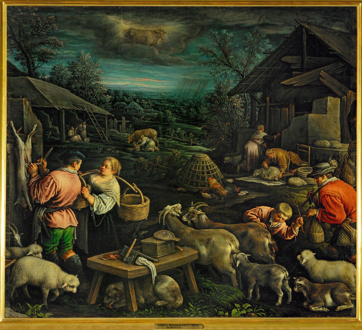 エイプリル（キャンバスに絵画） 作： レアンドロ・ダ・ポンテ・バッサーノ