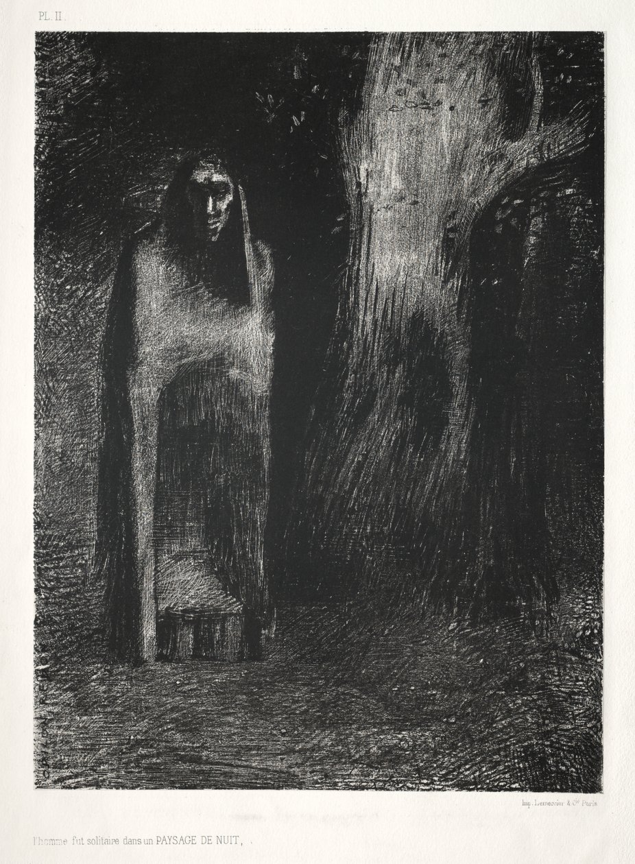夜の風景に一人の男 作： LemercierとCie。