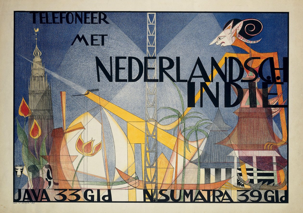 オランダ領東インドとのポスター電話 (オランダ領東インドとの電話) オランダ領東インドに電話する (...) (オブジェクトのタイトル) 作： レオ・フィセル