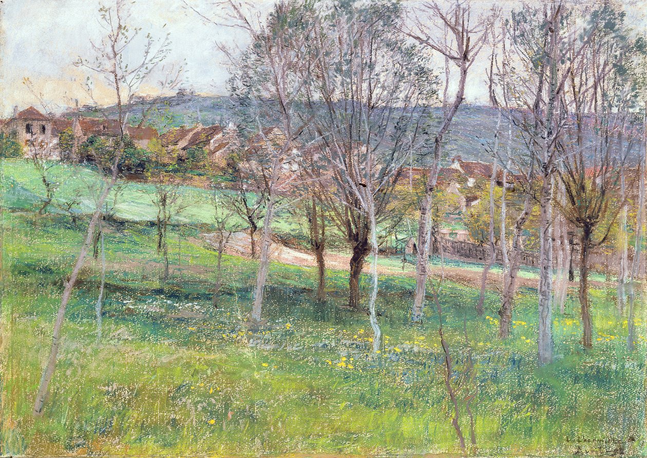 北フランスの風景、1892年頃（パステルカラー） 作： レオン・オーギュスタン・レルミット