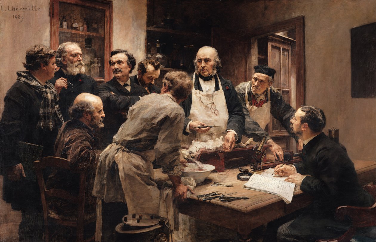 クロードバーナード（1813-78）のレッスン、または1889年のVivisection研究所でのセッション 作： レオン・オーギュスタン・レルミット