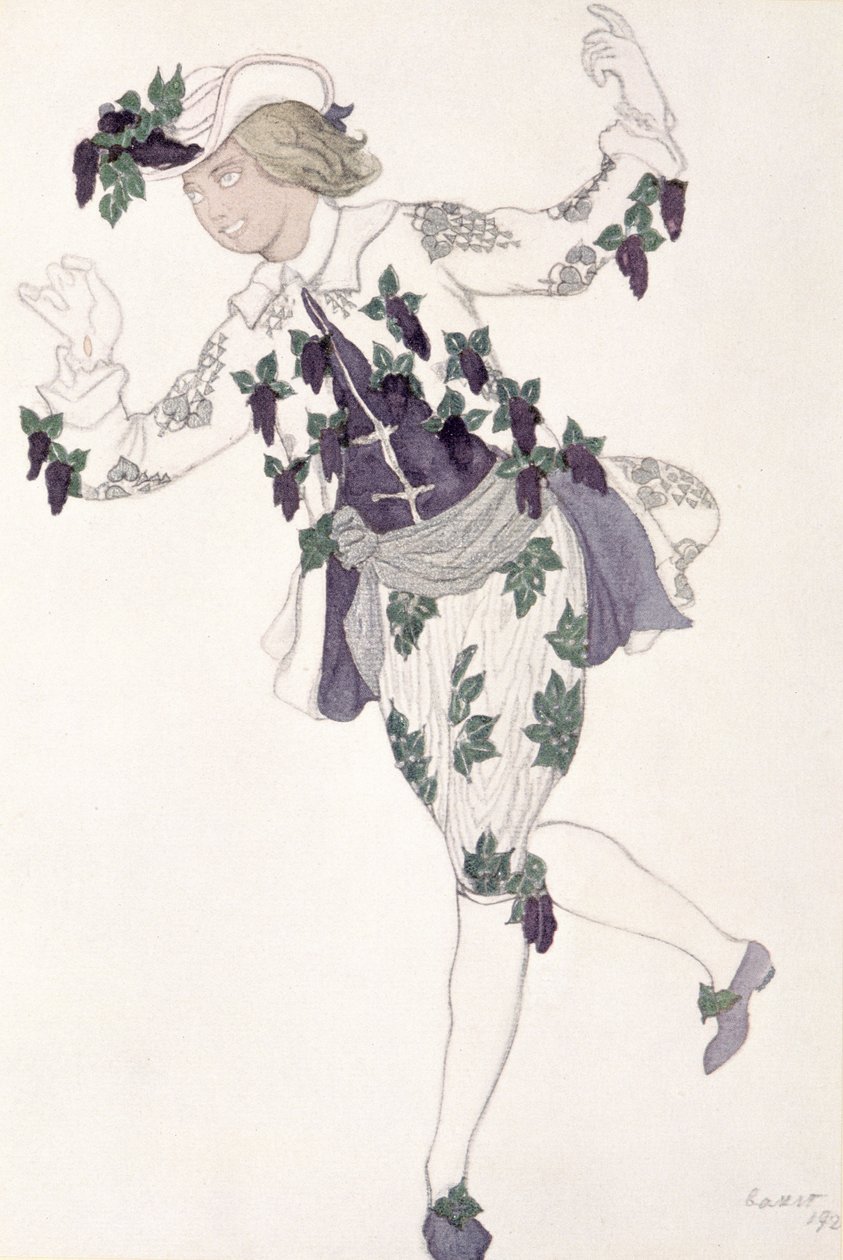 眠れる森の美女、1921年のPageboy of the Fairy Lilacのコスチュームデザイン 作： レオン・バクスト