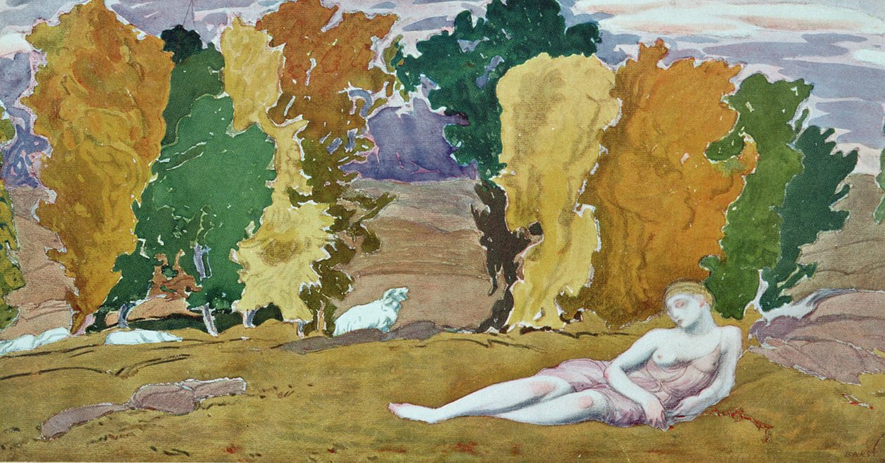 Daphnis and Chloe作の装飾パネルのデザイン、1912年 作： レオン・バクスト