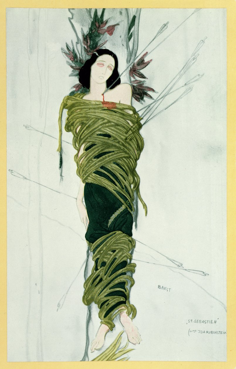 Ida Lvovna Rubinstein（c.1885-1960）in the Martyr of St. Sebastian、c.1911-22 作： レオン・バクスト