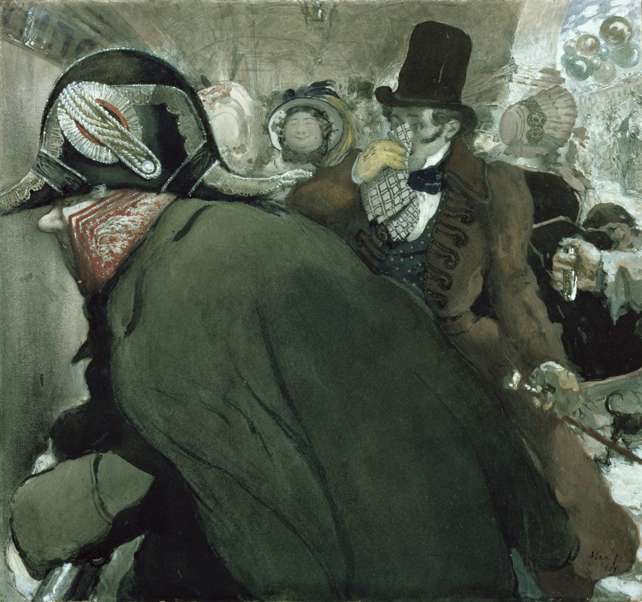 Nikolai Gogol（1809-52）1904による &39;The Nose&39;のイラスト（紙、白色、ガッシュ、白色およびインク） 作： レオン・バクスト