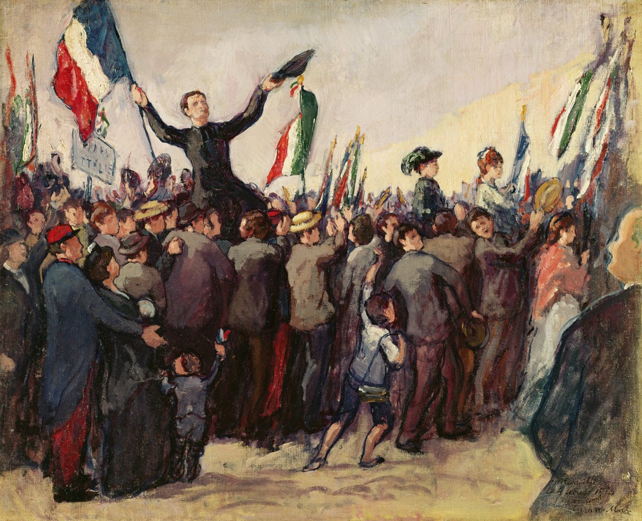 1914年8月4日にフランス軍に入隊するためにマルセイユに到着したイタリア人ボランティア 作： レオン・ギラン・マックス