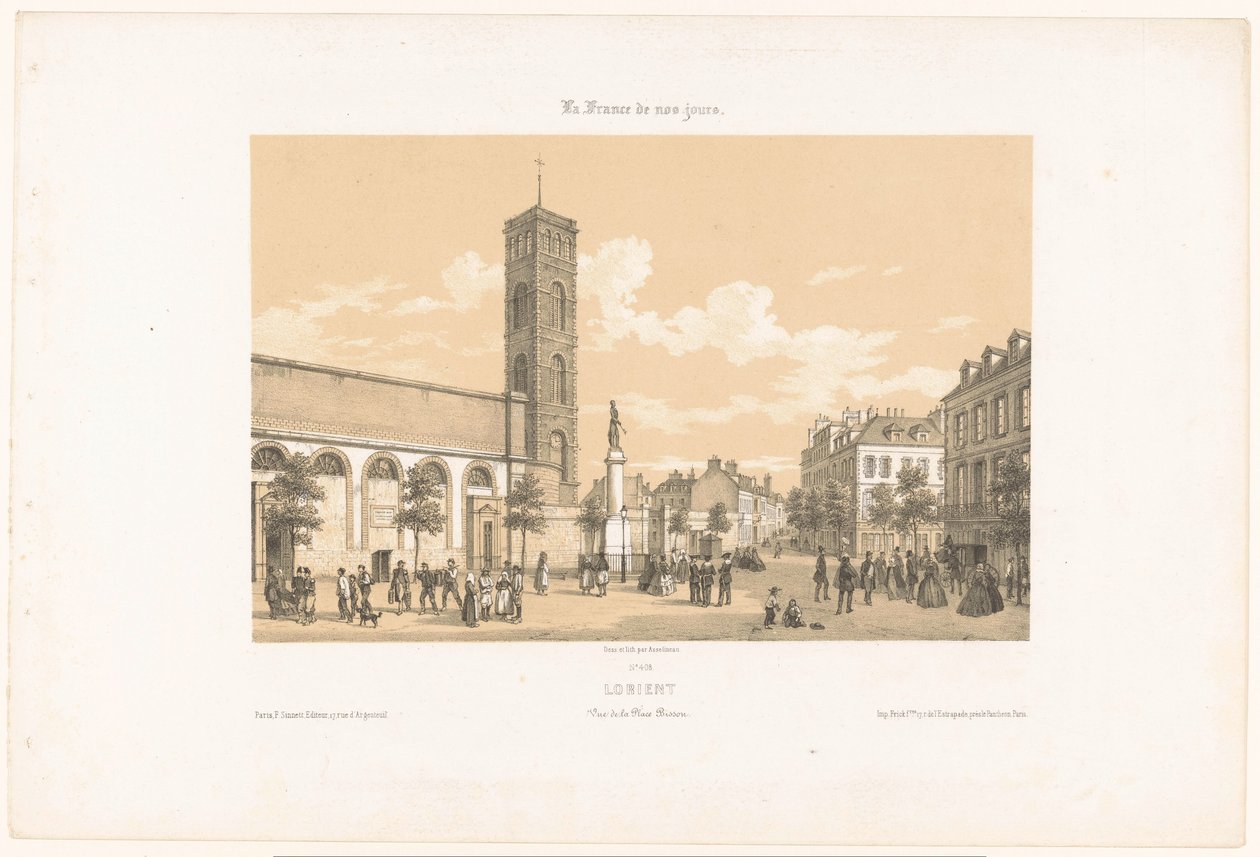 ロリアンのビソン広場の眺め ロリアン。 Vue de la place Bison (オブジェクトのタイトル) 現代フランス（シリーズタイトル） La France de nos jours (オブジェクトのシリーズ タイトル) 作： レオン・オーギュスト・アセリノー