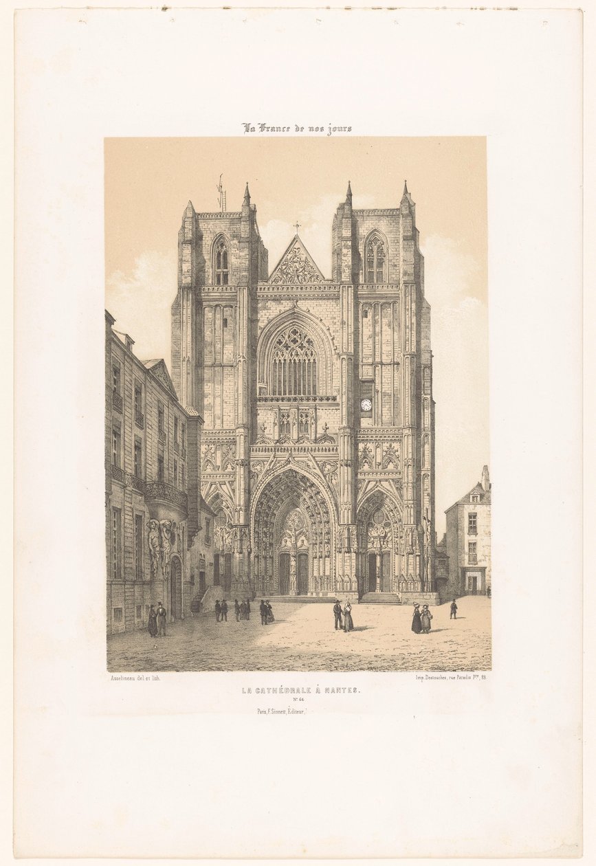 ナントの聖ペテロと聖パウロの大聖堂の眺め La cathédrale à Nantes (オブジェクトのタイトル) 現代フランス（シリーズタイトル） La France de nos jours (オブジェクトのシリーズ タイトル) 作： レオン・オーギュスト・アセリノー