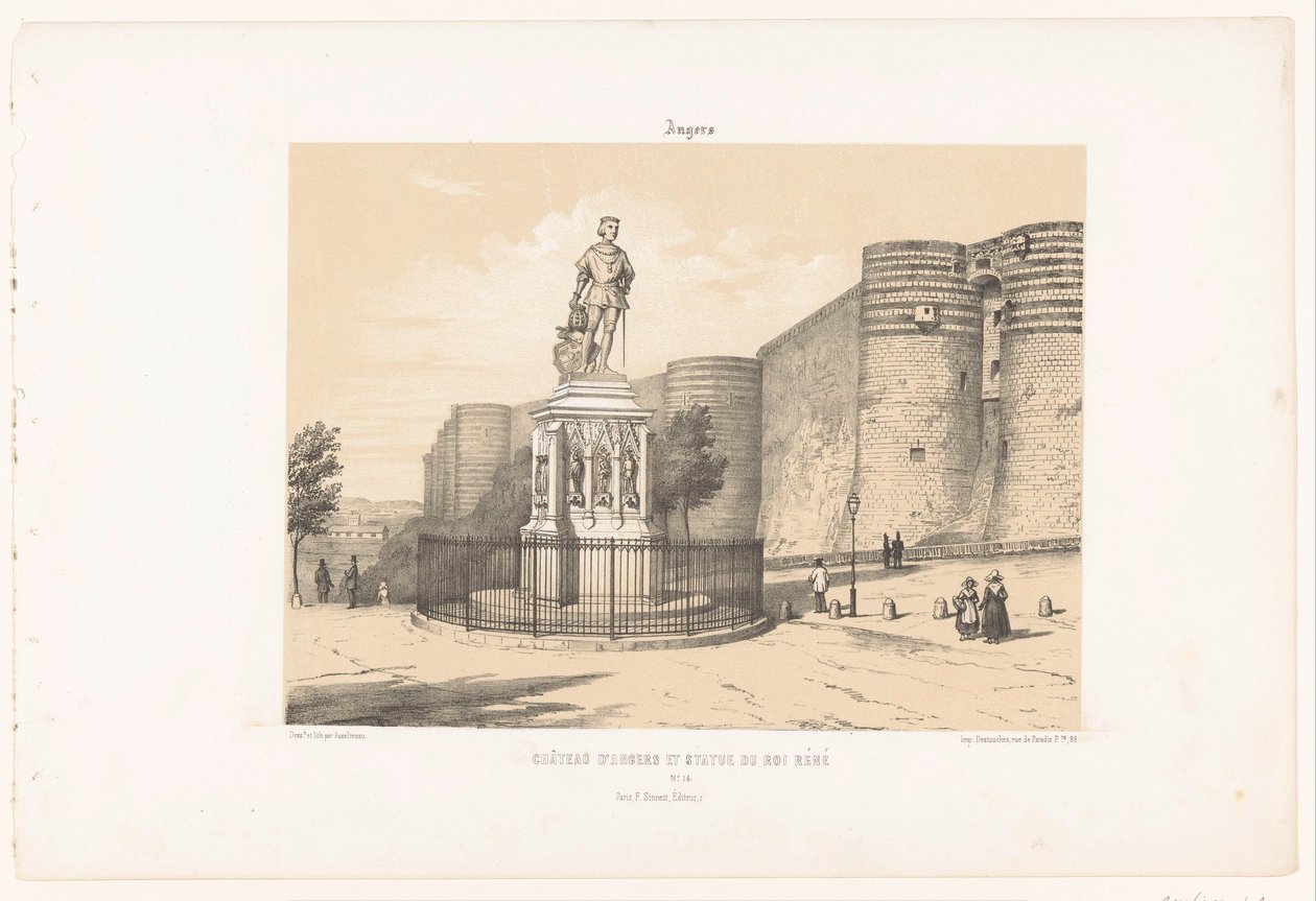アンジューのルネ1世の像とアンジェ城の眺め アンジェ。 Château d