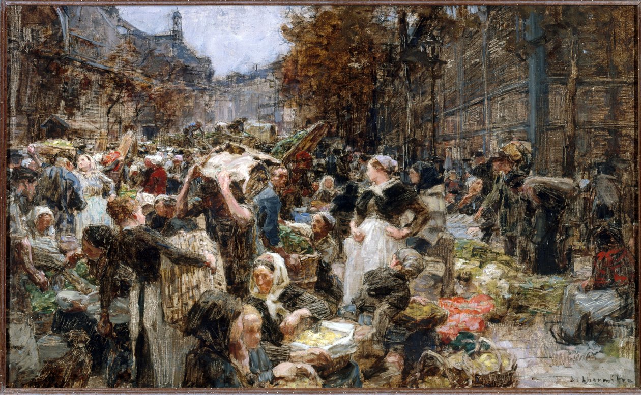 1888-1889年頃、パリ市立美術館のためのスケッチ「広間の改築」（油彩・カンヴァス） 作： レオン・オーギュスタン・レルミット