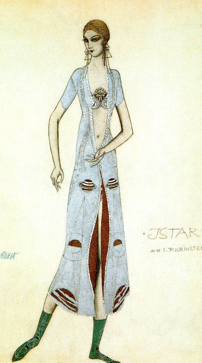 1924年、イシュタールとしてイダ・ルビンスタインの衣装デザイン。 作： レオン・バクスト