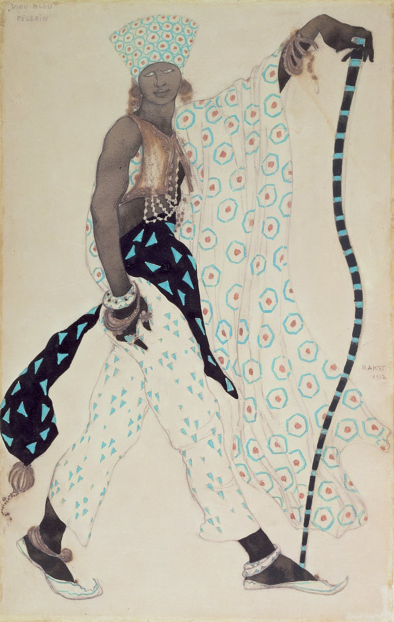`ル・ペレランの衣装デザイン：ブルー・ゴッド、1912 作： レオン・バクスト
