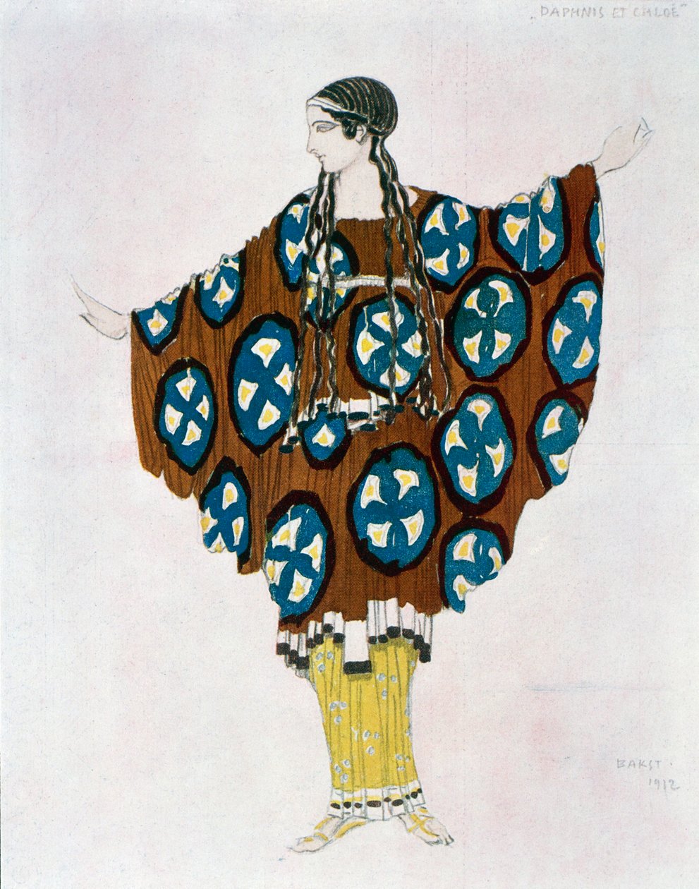 モーリス・ラヴェル（1875-1937）の「ダフニスとクロエ」の衣装 1912年（水彩画 作： レオン・バクスト