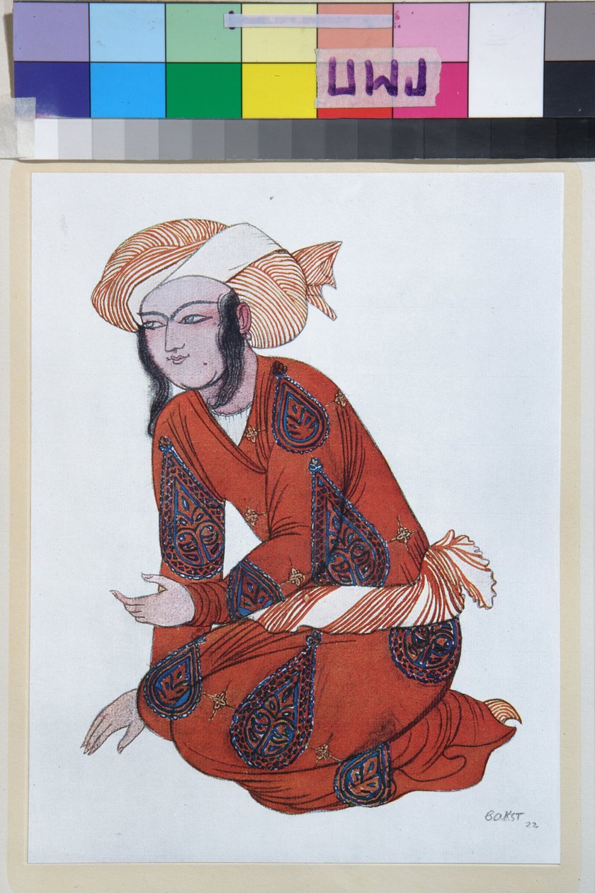 Nikolai Rimsky Korsakov (Rimsky-Korsakov) (1844-1908) によるバレエ Sheherazade の衣装 - Leon Bakst (1866-1924) による作品、リトグラフ 1922 - (Nikolai Rimsky Korsakov によるバレエ Sheherazade の衣装デザイン、Leon Bakst によるカラーリス 作： レオン・バクスト