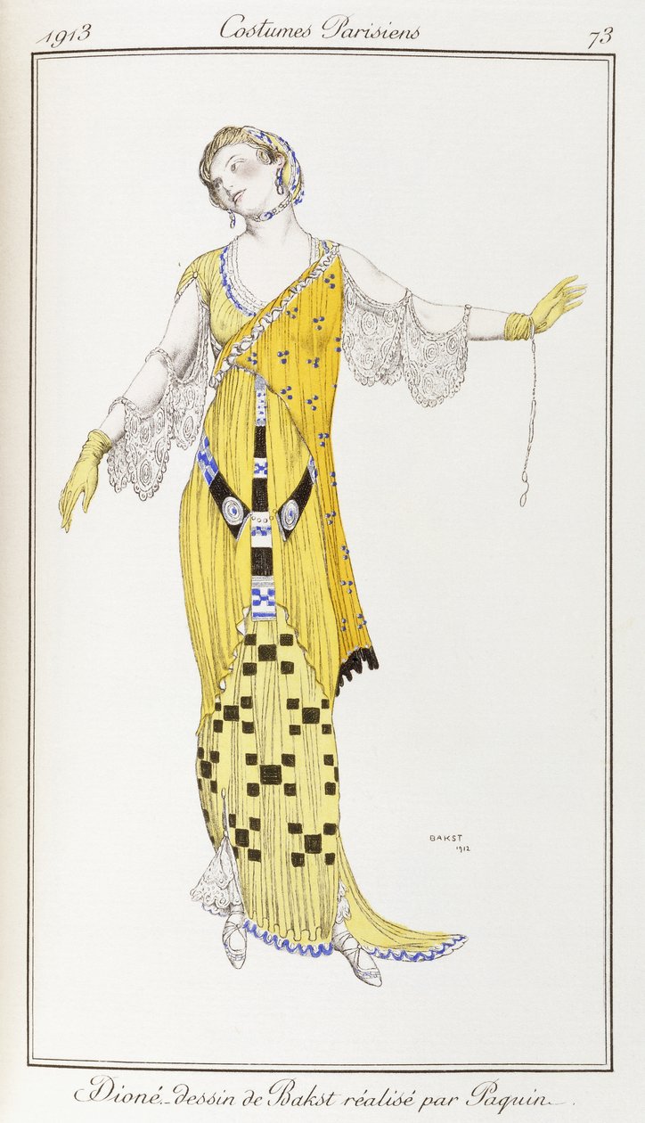 パリの服：1913年にパキンによって実行されたバクストによるディオーネの描画 作： レオン・バクスト