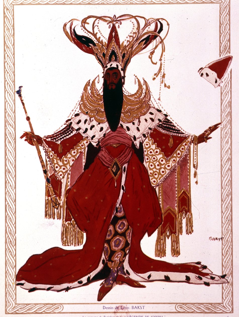 リヒャルト・シュトラウス「ヨーゼフ伝説」パリ・オペラ座、1914年5月。コスチューム：Leon Bakst 作： レオン・バクスト