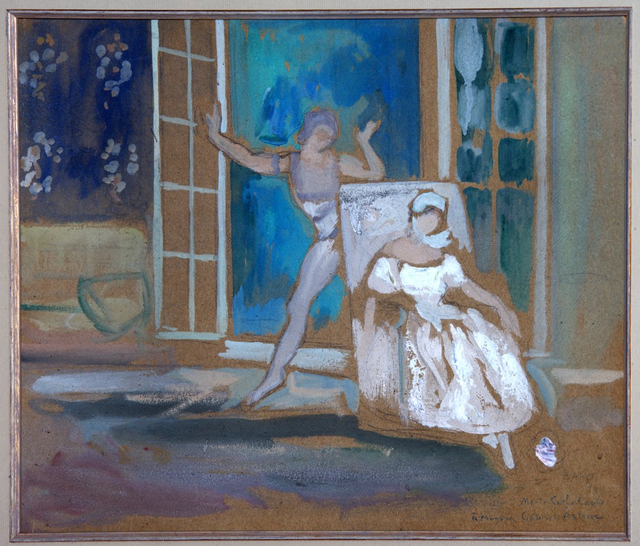 ヴァスラフ・ニジンスキー（1889-1950）とタマラ・カルサヴィナ（1885-1978）によるバレエ「薔薇の亡霊」の撮影風景。 作： レオン・バクスト